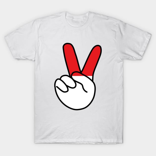 Indonesia Flag V Sign T-Shirt by DiegoCarvalho